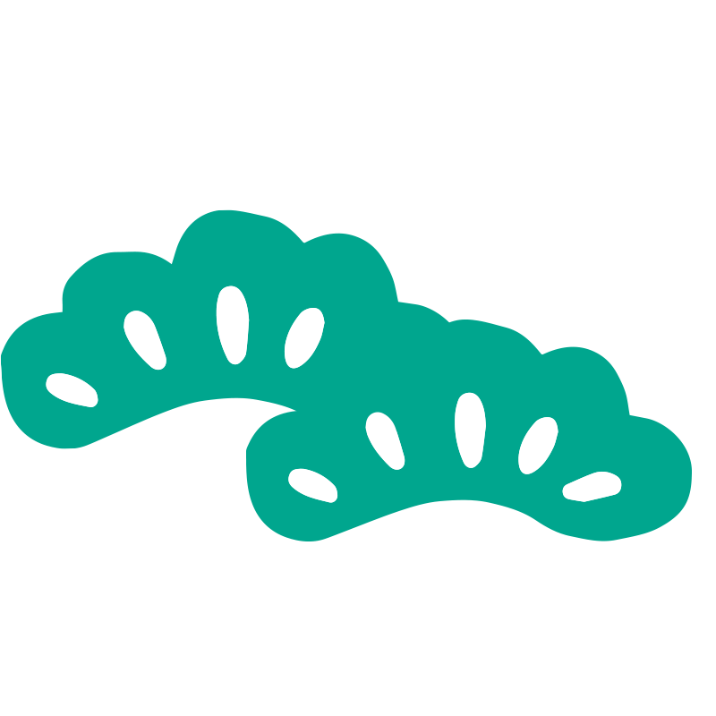 デフォルメされた緑色の松のイラ