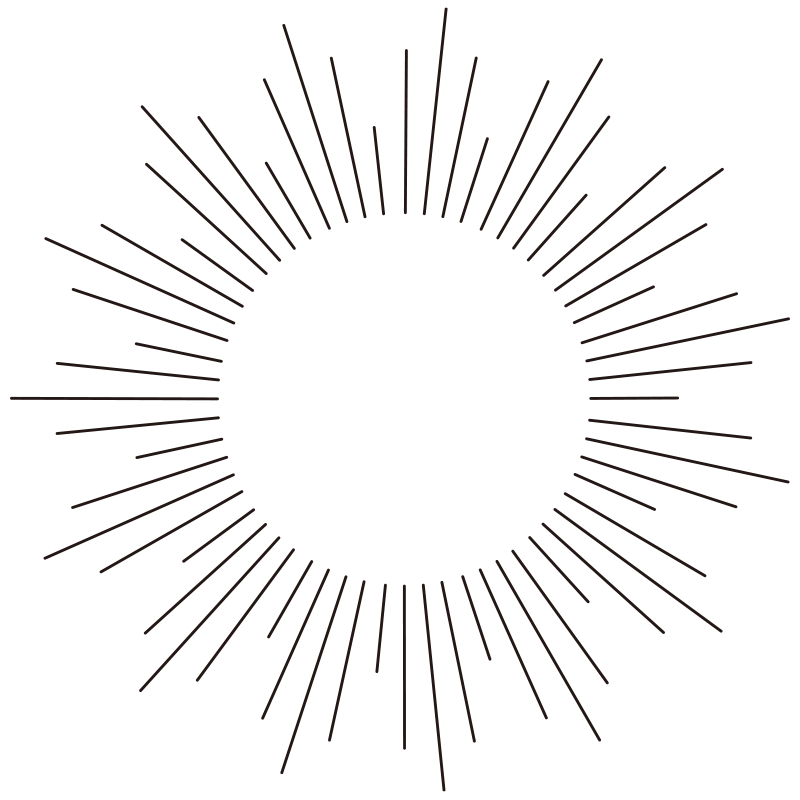 中央から外側に向かって細い線が