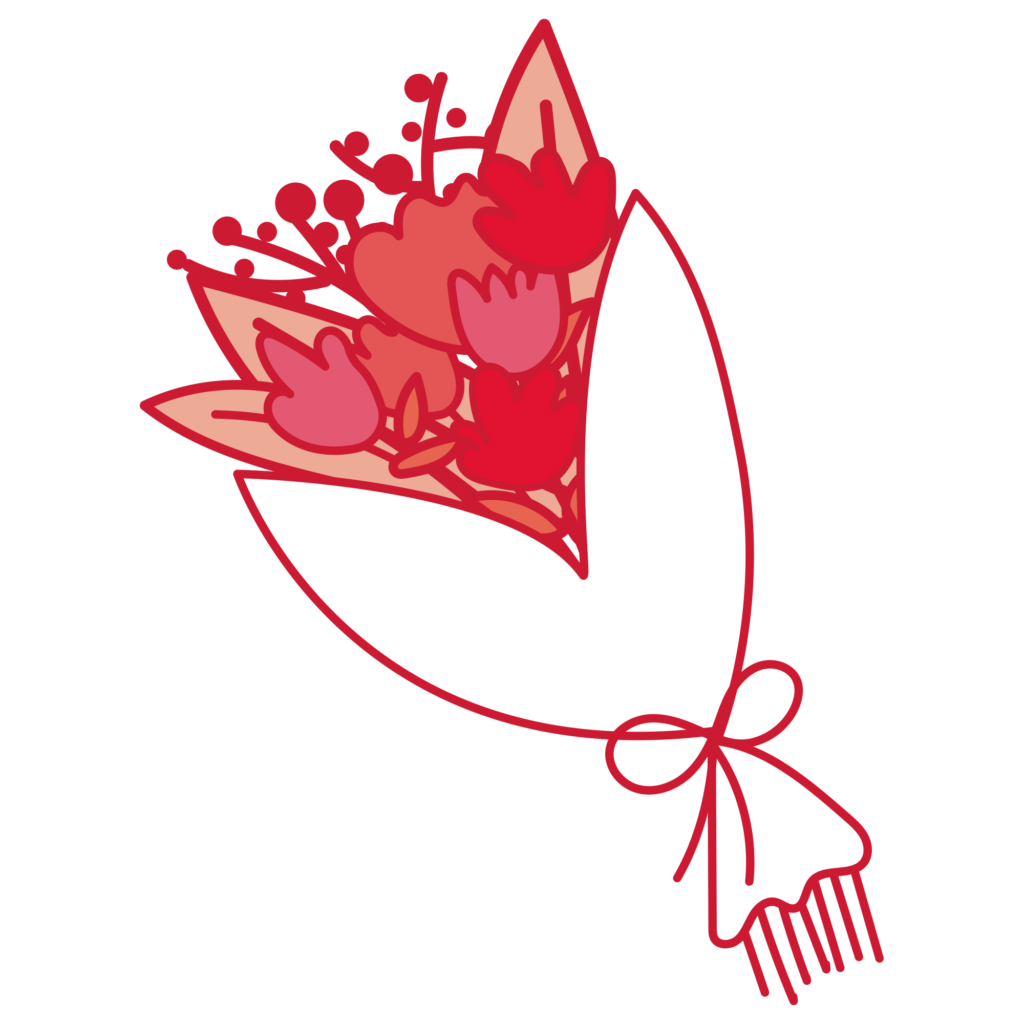 赤やピンクのチューリップを基調