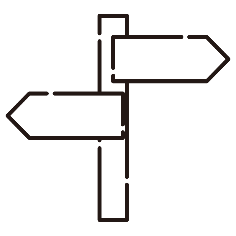 左右に矢印が向いた道しるべ・サ