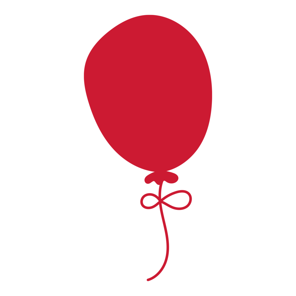 赤い風船がふわふわと浮いている