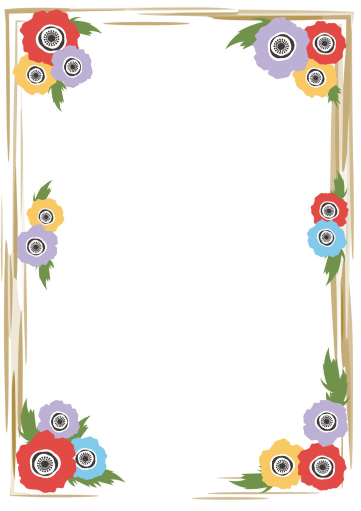 鮮やかなアネモネの花のイラスト