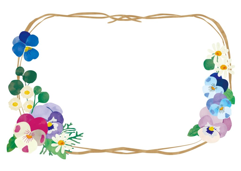 色鮮やかなビオラの花のリース風