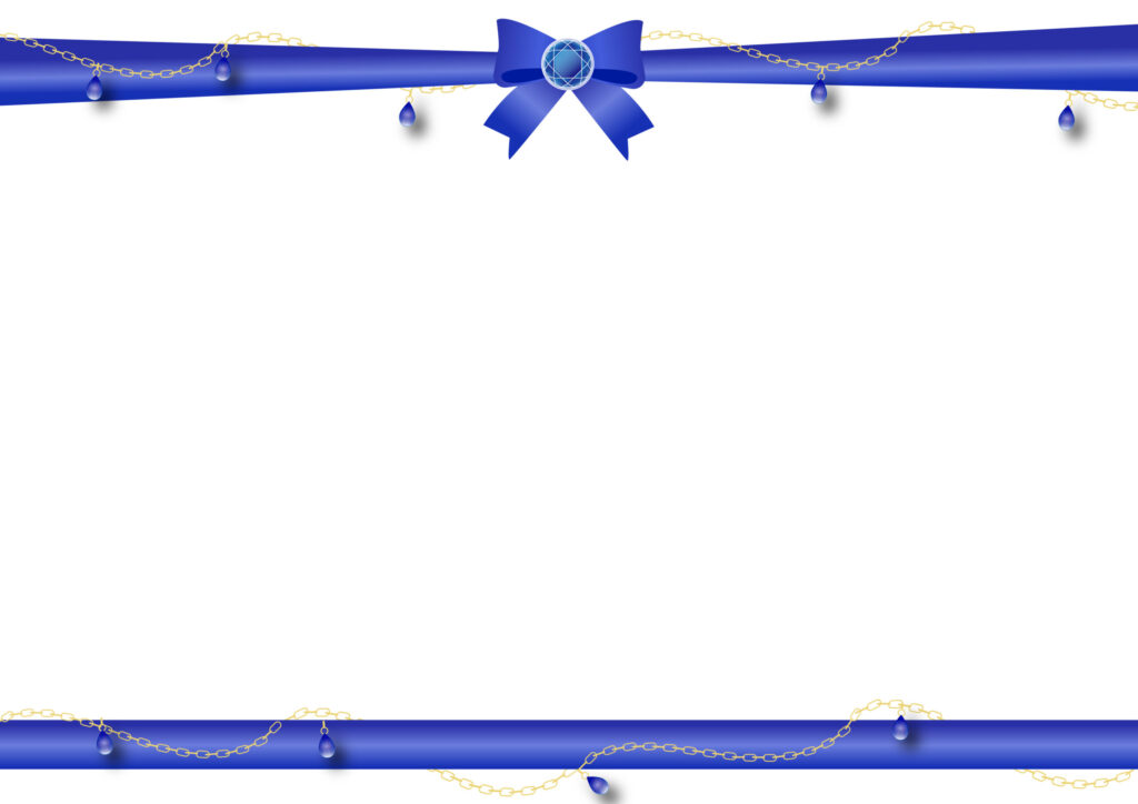 鮮やかなブルーのリボンと12月