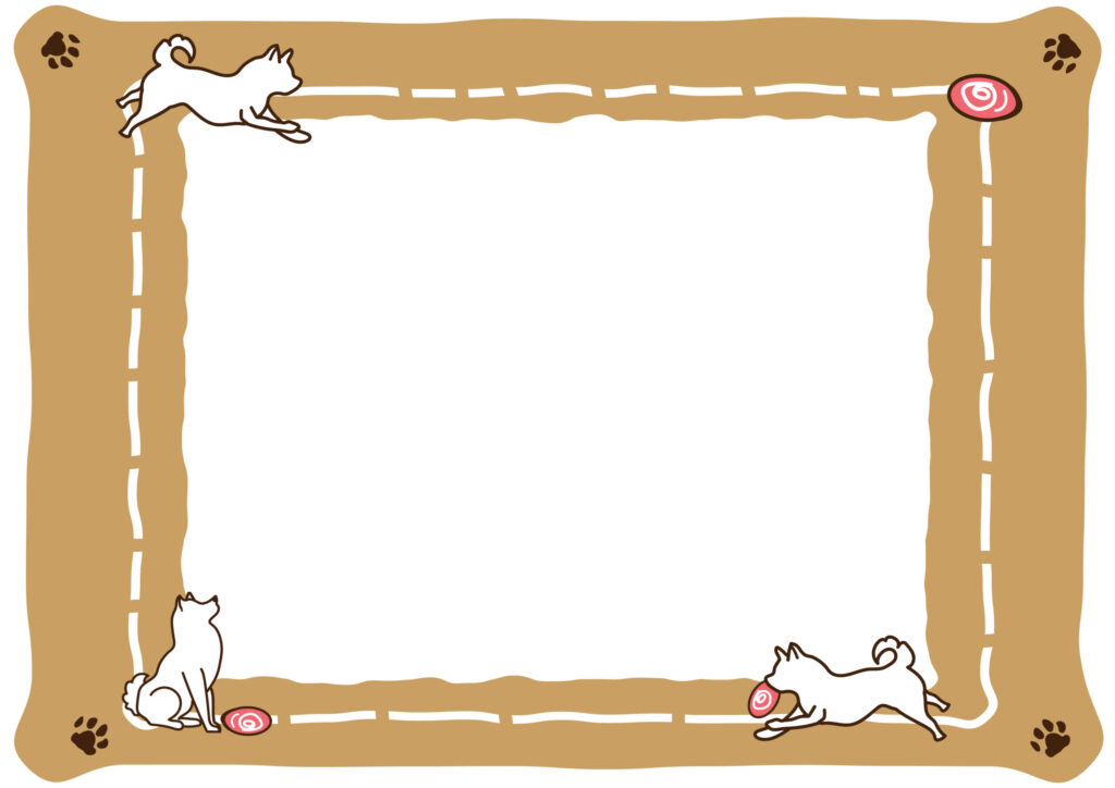 フリスビーをくわえて走るかわい