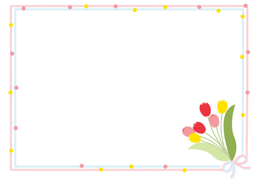 ドット柄＆チューリップの花束の