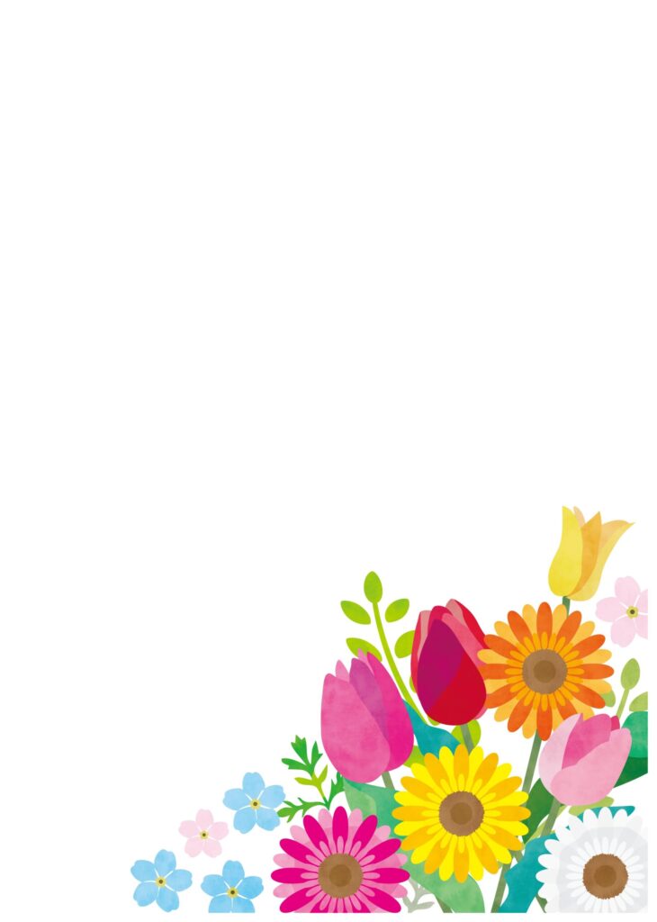 華やかな春の花束のイラストが描