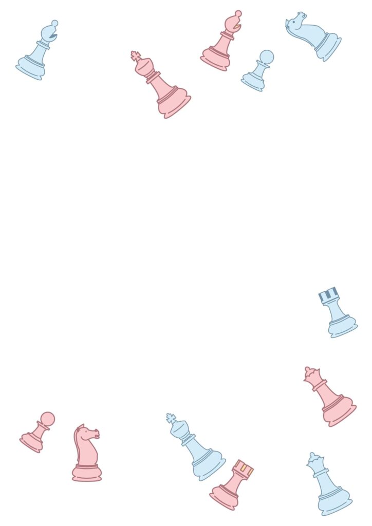 ピンクと水色のチェスのイラスト