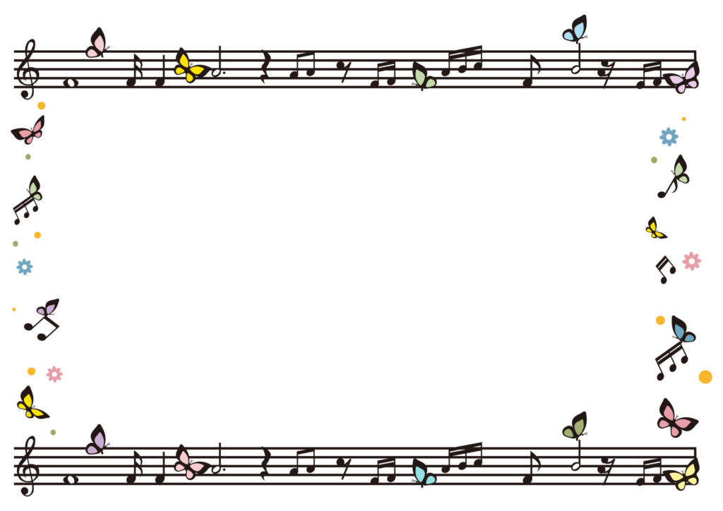 カラフルな蝶々とシンプルな五線