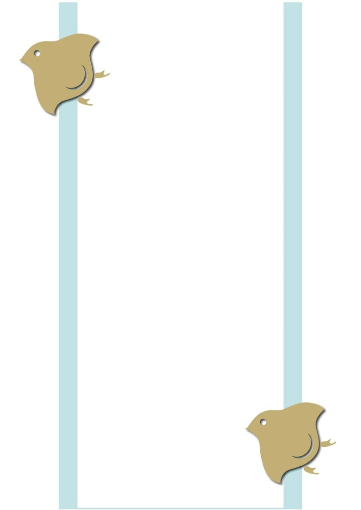 シンプルな水色の縦型フレームに