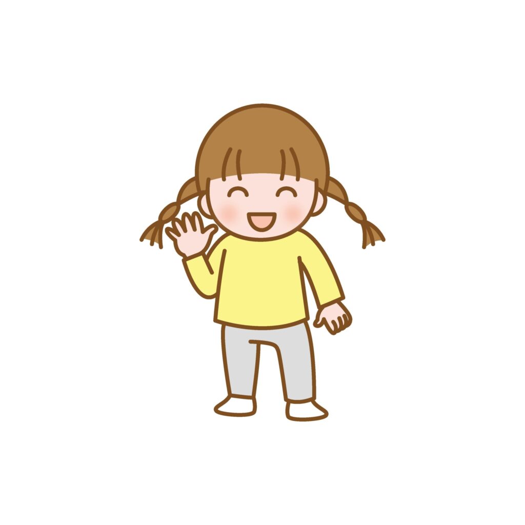 挨拶、手を振る子どものイラスト