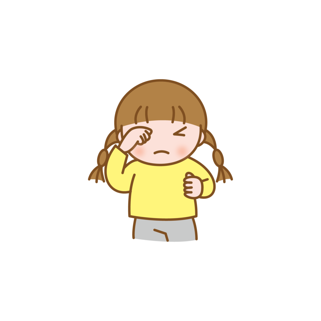 泣くのを我慢している子どものイ