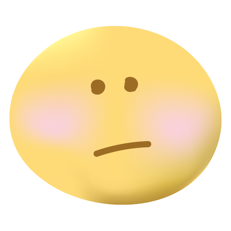 一文字に結んだ口と点のような目