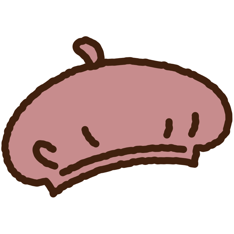 落ち着いたピンク色のベレー帽の