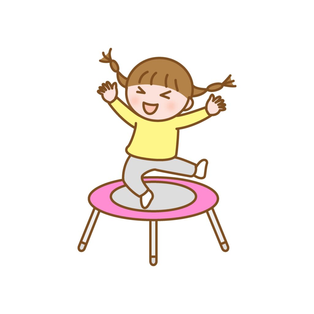 トランポリンで遊ぶ子どものイラ