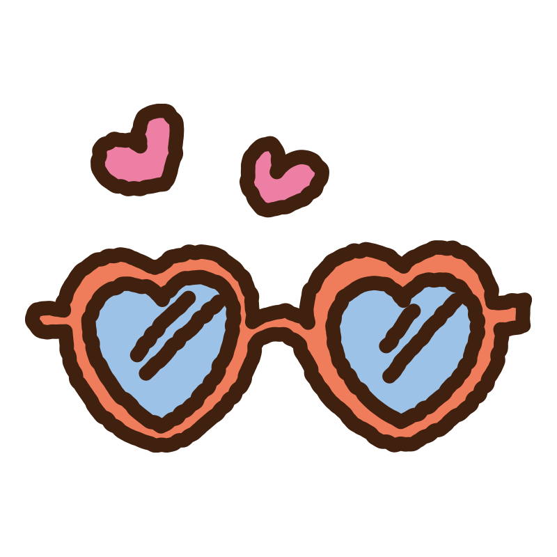 レンズの部分がハート型になった