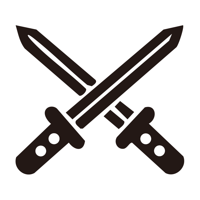 二本の日本刀（侍の刀）が交差し