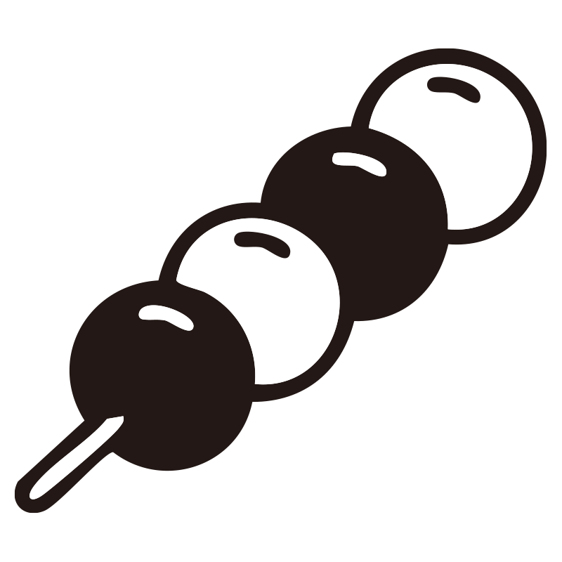 串に刺さった三色の「だんご」を