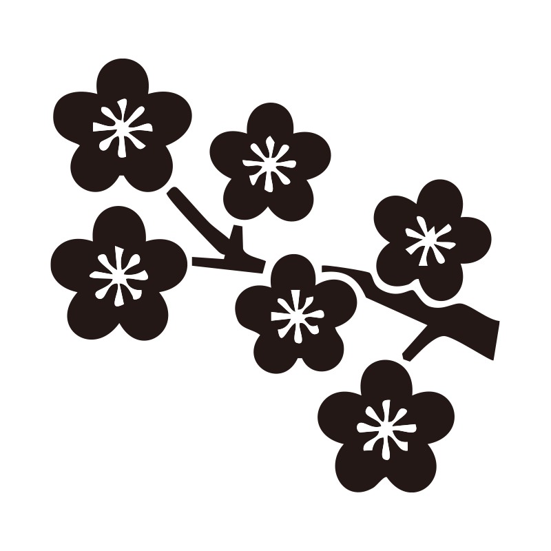 枝先に咲き誇る梅の花をモチーフ