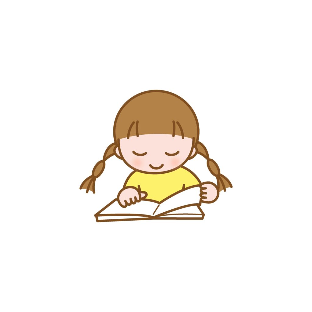 絵本を読む子どものイラストです