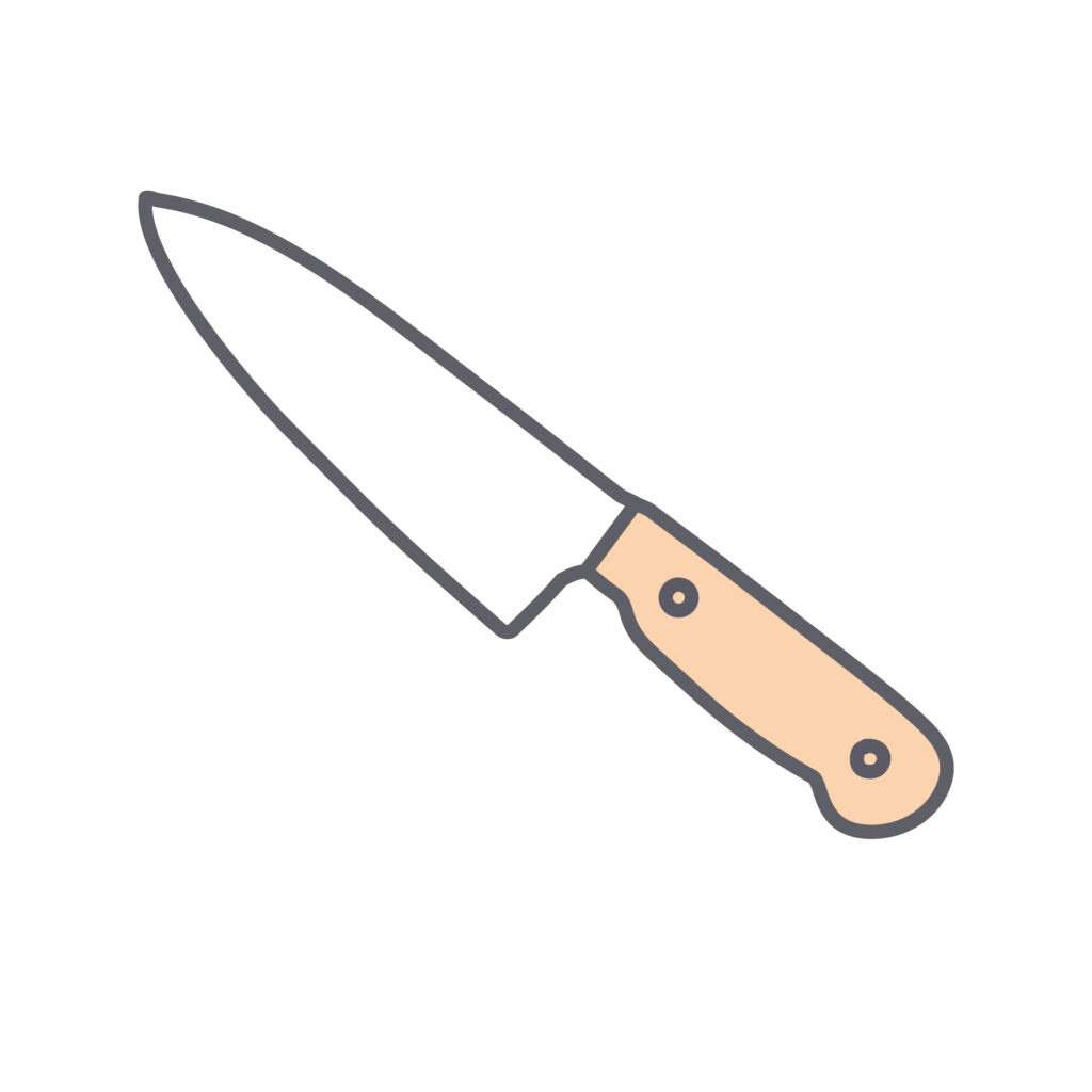 やわらかな色合いで描かれた包丁