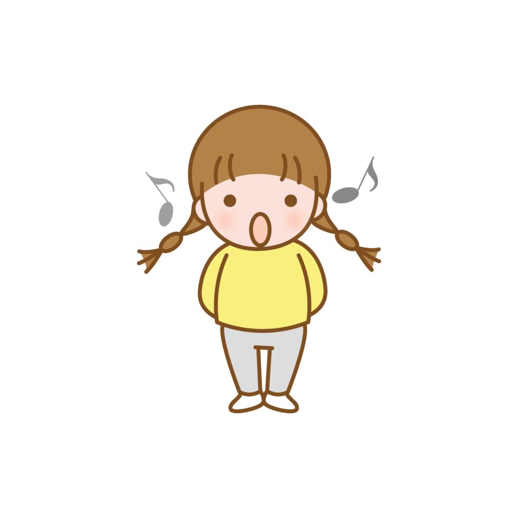歌を歌う子供のイラストです。 