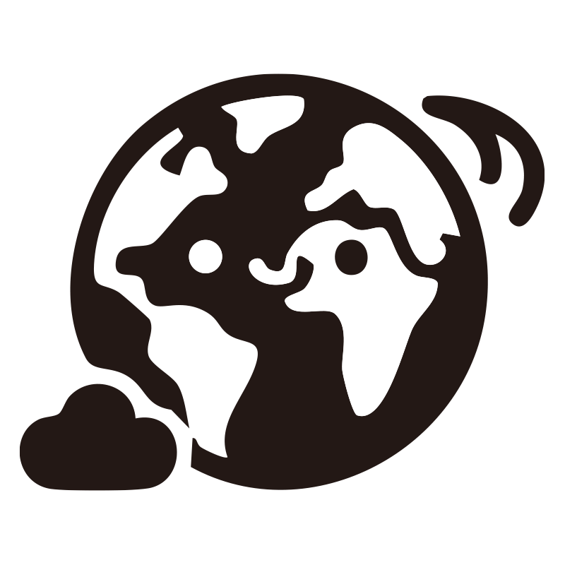 大陸の形状に顔をあしらった、愛