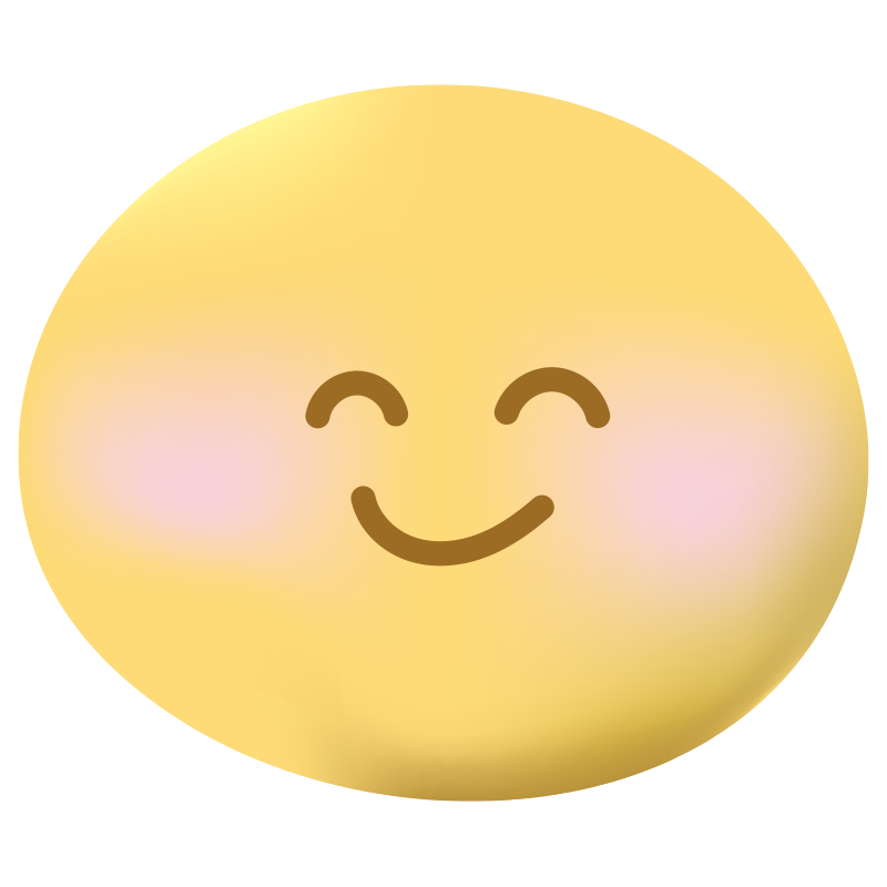 目を優しく閉じ、口角を上げて穏