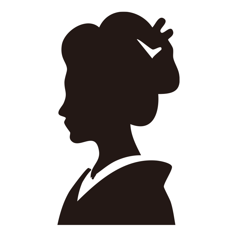 着物を着て、かんざしを指した日