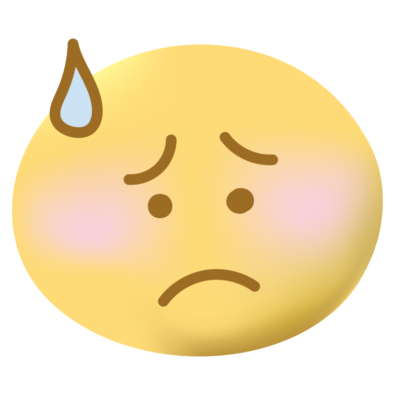 眉を八の字に下げて、冷や汗を流