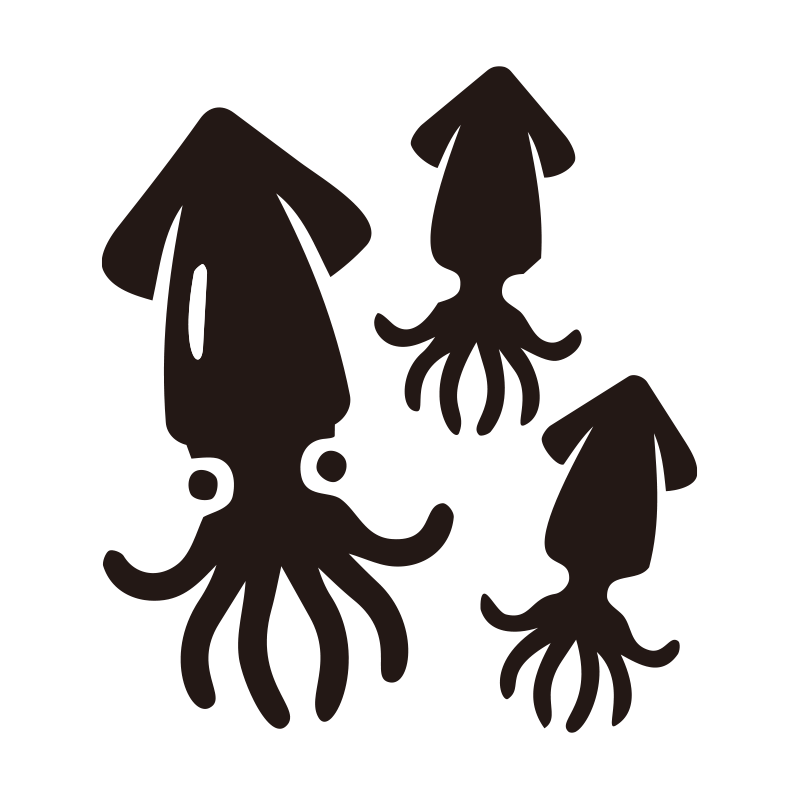 海の生き物であるイカをシンプル