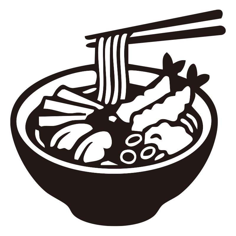 天ぷらそばを描いた、手書き風の