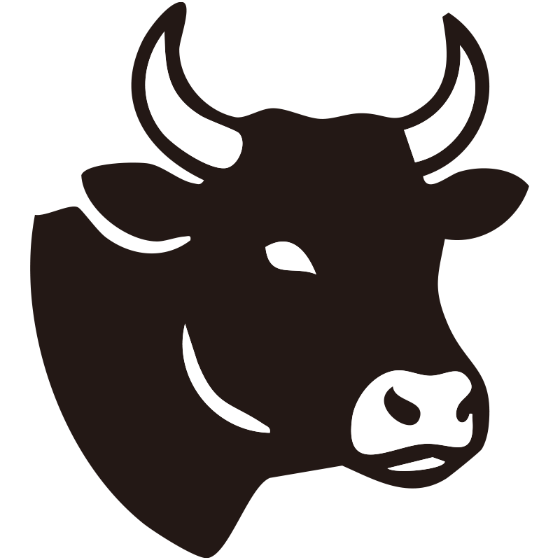 うしを描いたシンプルなモノクロ