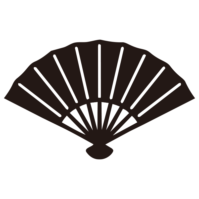扇子を描いたシンプルなモノクロ