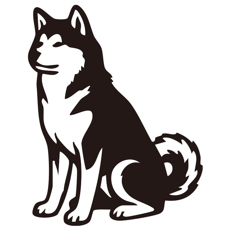 秋田犬を描いたシンプルなモノク