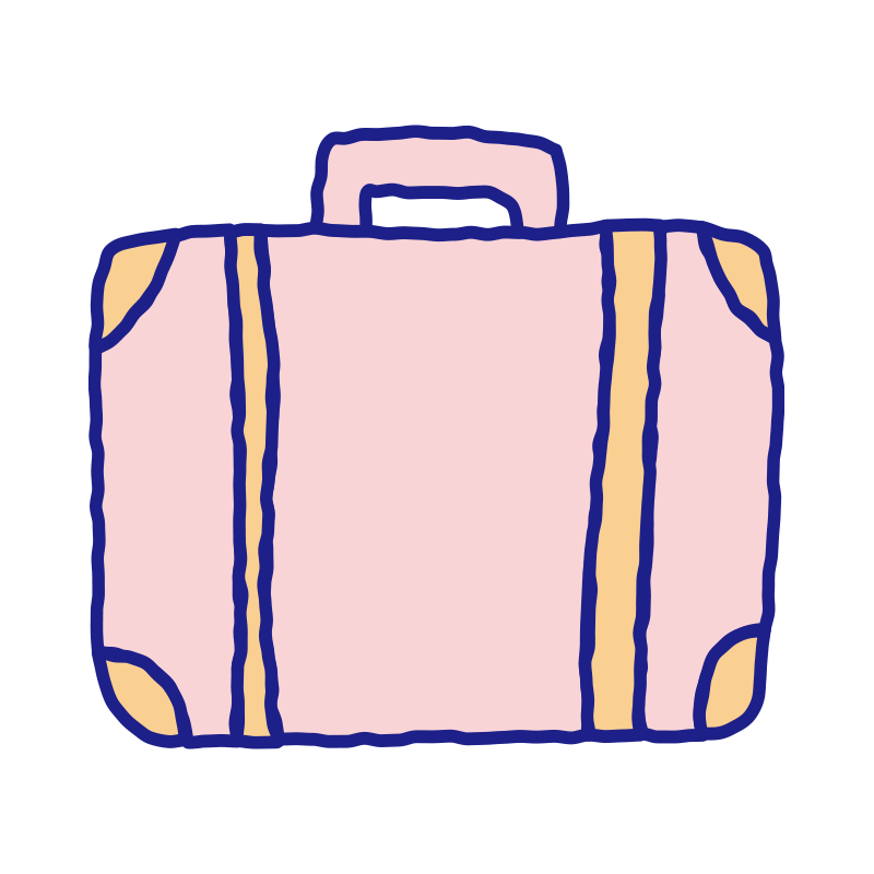 かばんを描いた、手書き風の温か