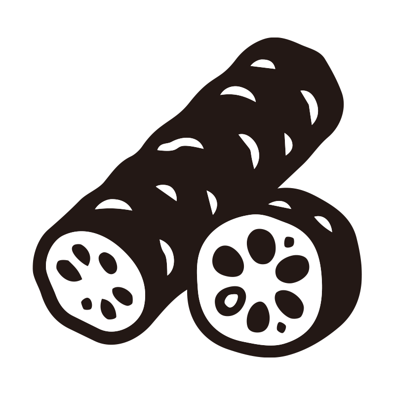 お麩を描いたシンプルなモノクロ