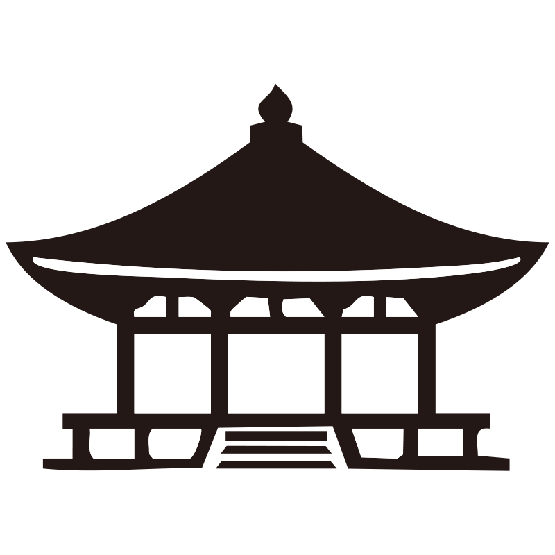 お寺を描いたシンプルなモノクロ