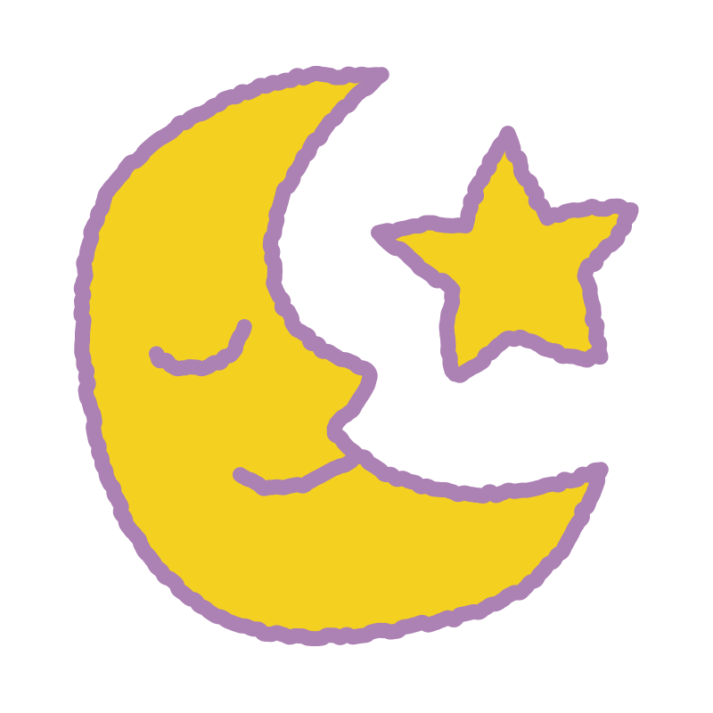 三日月を描いた、手書き風の温か