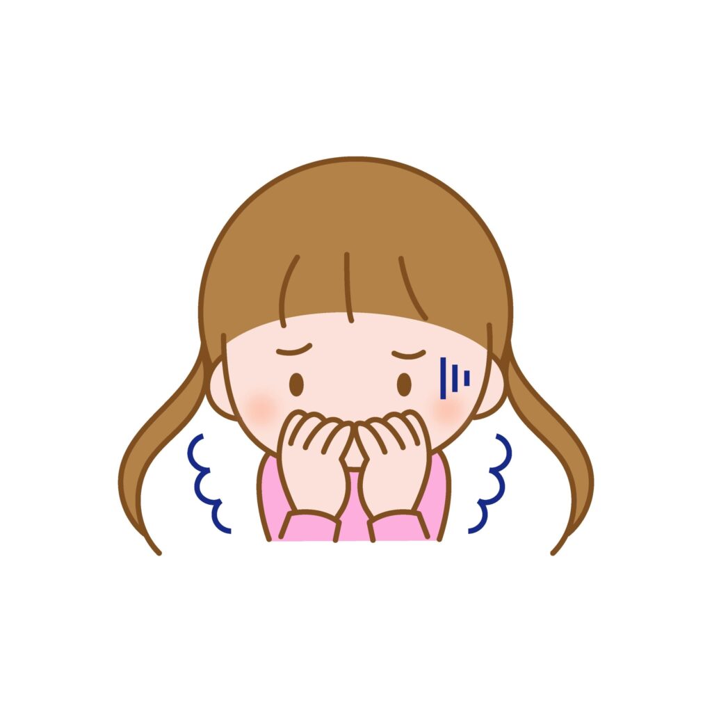 人物の表情イラストです。 怖く