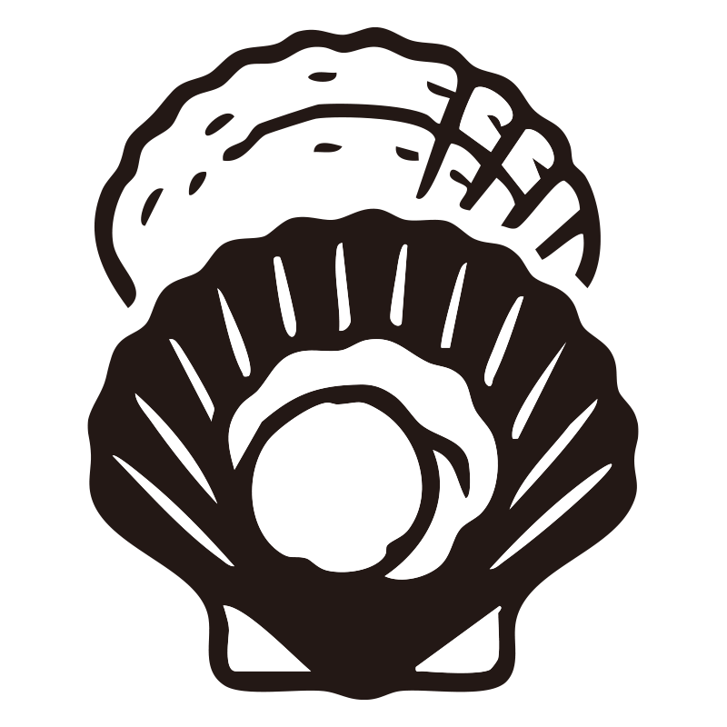 ほたてを描いたシンプルなモノク