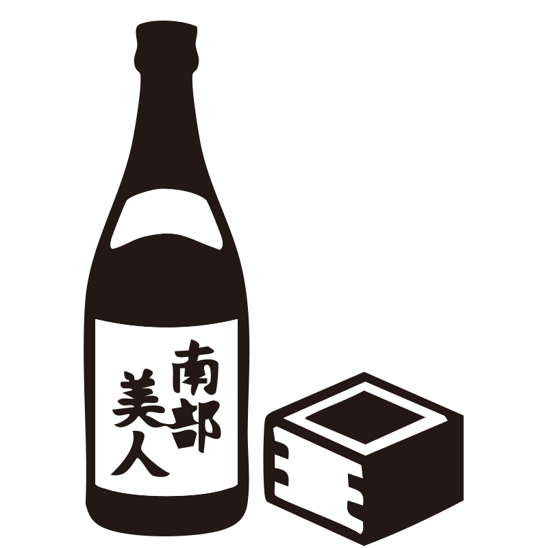 地酒を描いたシンプルなモノクロ