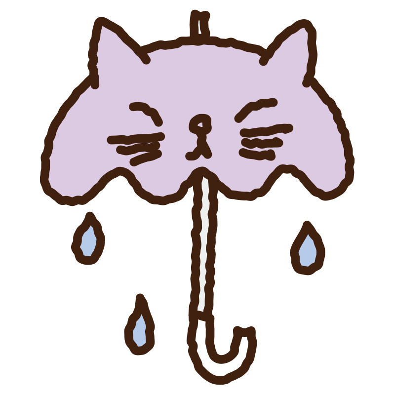 傘の持ち手や先端が猫のフォルム