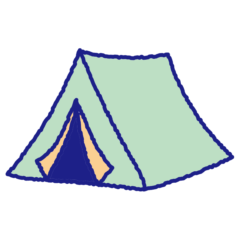 テントを描いた、手書き風の温か