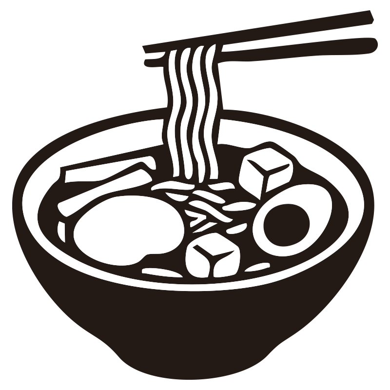 ラーメンを描いた、手書き風の温