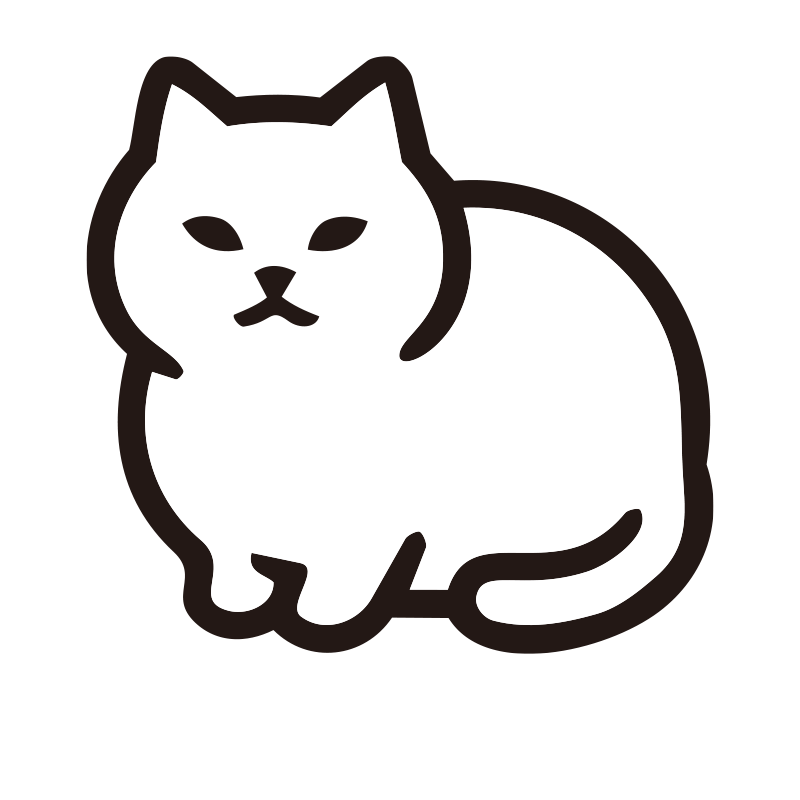 ねこを描いたシンプルなモノクロ