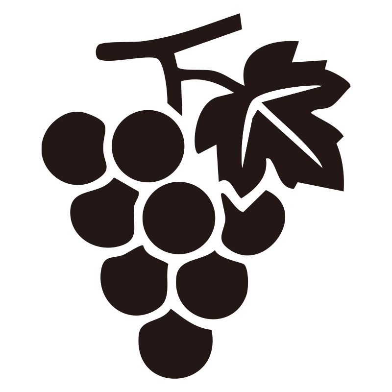 一房のぶどうに大きな葉を添えた