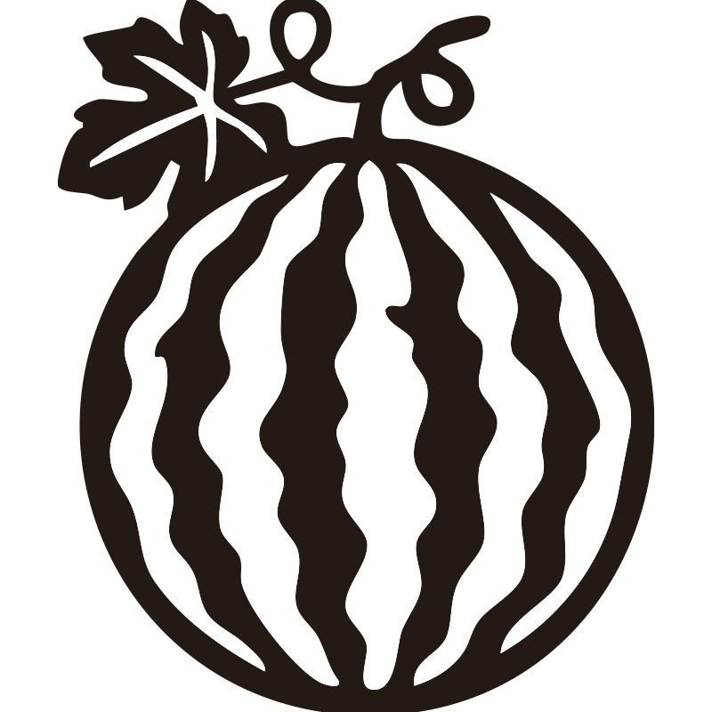 すいかを描いたシンプルなモノク