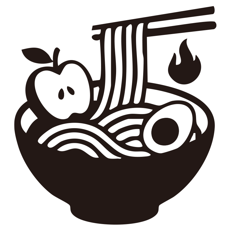 冷麺を描いたシンプルなモノクロ