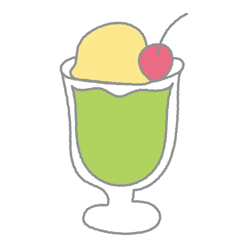 クリームソーダーを描いた、手書